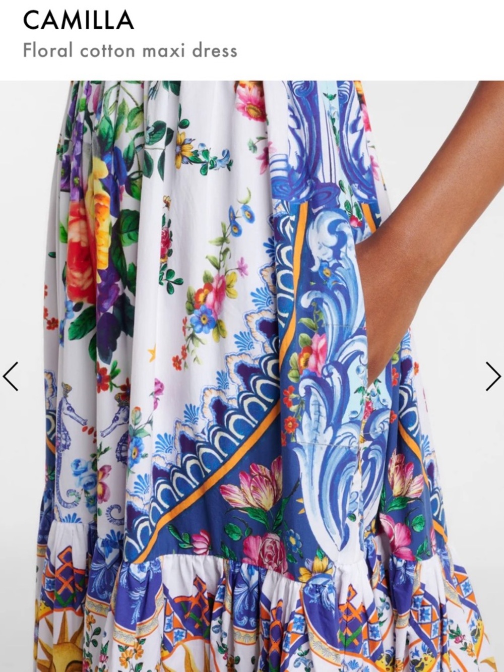 Camilla Darls Tiles- White & Blue Floral Cotton Maxi Dress NWT - Picture 7 of 9